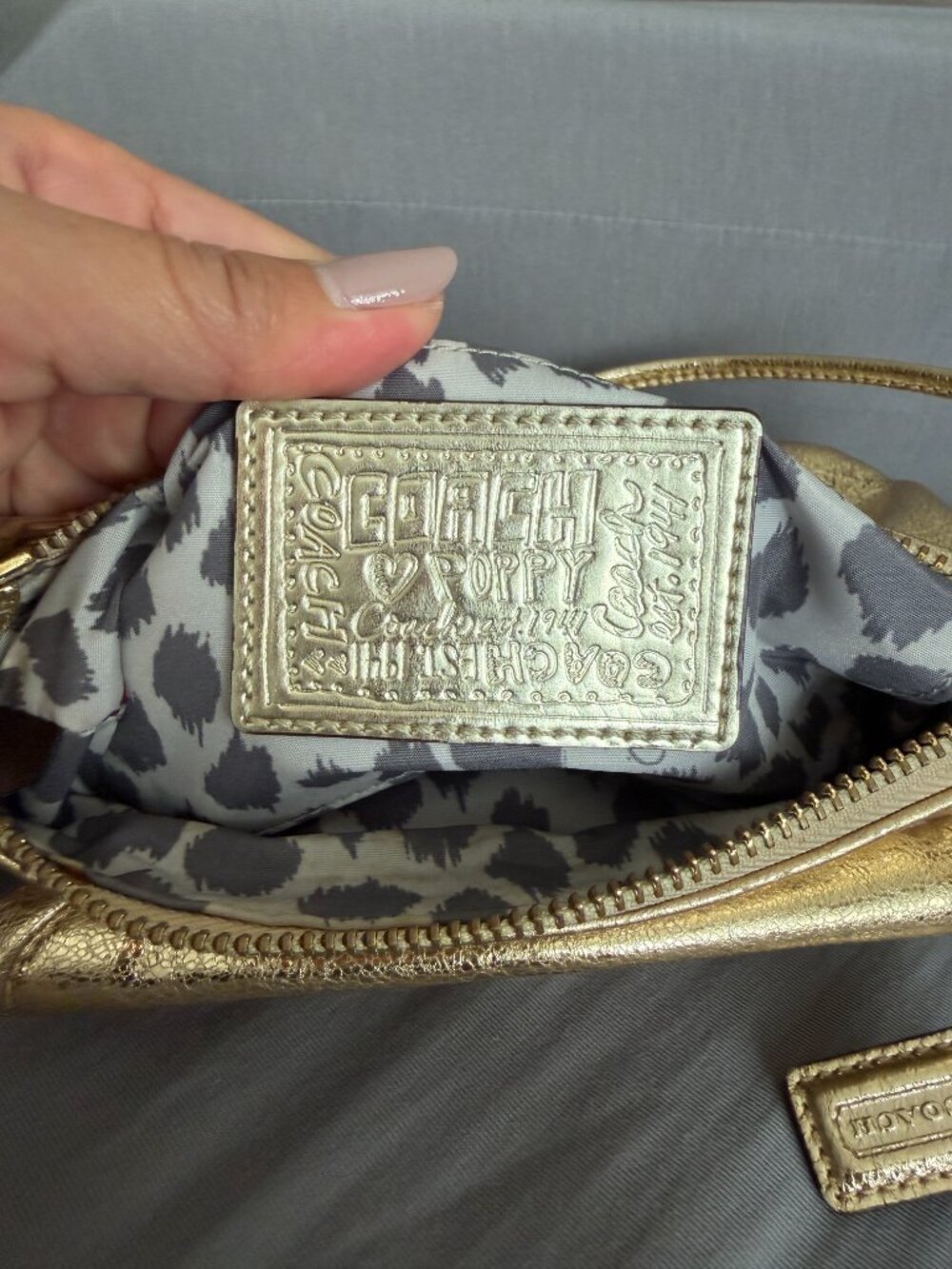 Vintage Coach Poppy Metallic Gold Leather Crossbody Bag Y2K - Picture 3 of 9
